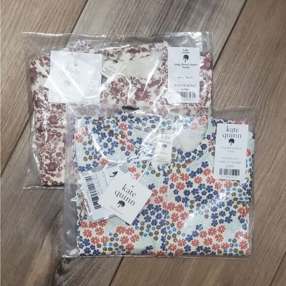 Kate Quinn 6-9 Month Bamboo Footie Bundle Of Two - Ditsy NWT - Picture 1 of 5